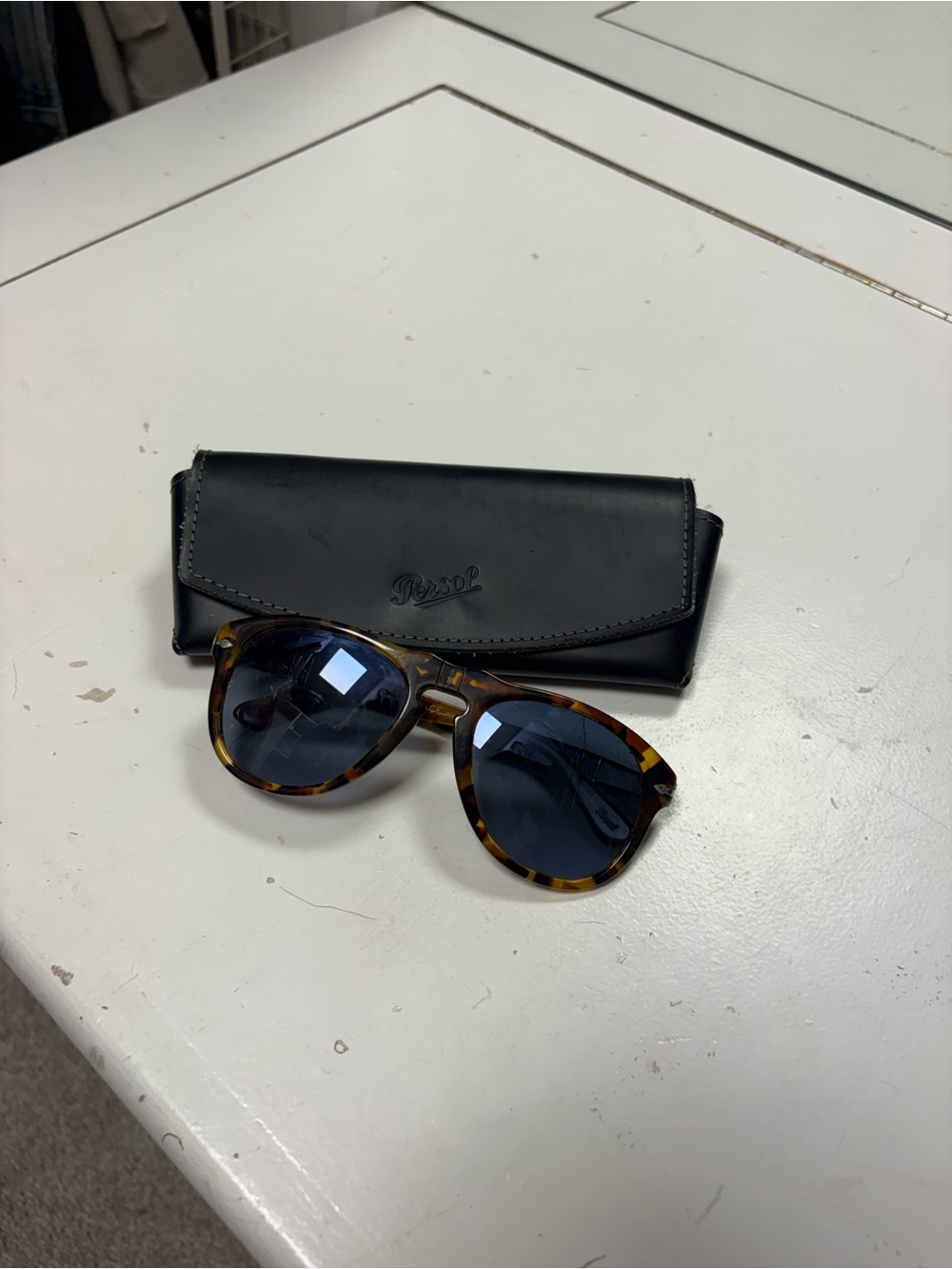 Persol Tortoiseshell Sunglasses with Blue Lenses - Men Grooming Accessory - Picture 7 of 8